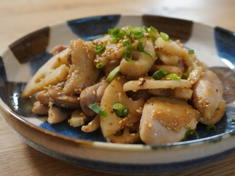 簡単おつまみ☆鶏れんこんの柚子胡椒炒め